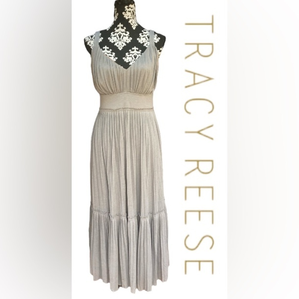 Anthropologie Tracy Reese Plissé Earl Gray‎ Pleated Slip Dress Size Medium
